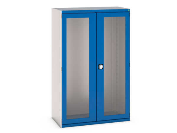 Steel Window Cupboard Storage - with Window Doors. WxDxH: 1300X650X2000mm Ral 7035/5010 _SKU-40022023.11V