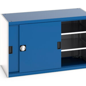 Cubio Cupboard Storage with Sliding Doors And 2 Shelves. WxDxH: 1300X650X800mm Ral 7035/5010 _SKU-40022061.11V