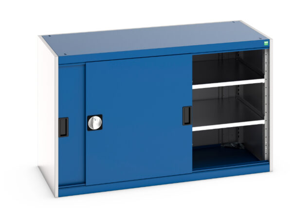 Cubio Cupboard Storage with Sliding Doors And 2 Shelves. WxDxH: 1300X650X800mm Ral 7035/5010 _SKU-40022061.11V