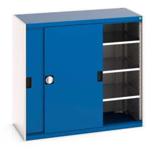 Bott Cubio Cupboard Storage with Sliding Doors - Cubio Cupboard Storage with Sliding Doors And 3 Shelves. WxDxH: 1300X650X1200mm Ral 7035/5010 _SKU-40022063.11V