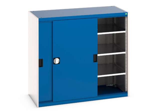 Bott Cubio Cupboard Storage with Sliding Doors - Cubio Cupboard Storage with Sliding Doors And 3 Shelves. WxDxH: 1300X650X1200mm Ral 7035/5010 _SKU-40022063.11V