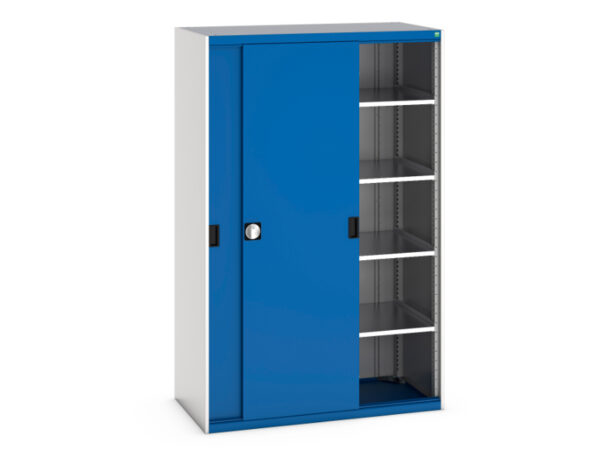 Cubio Cupboard Storage with Sliding Doors And 4 Shelves - WxDxH: 1300X650X2000mm Ral 7035/5010 _SKU-40022065.11V