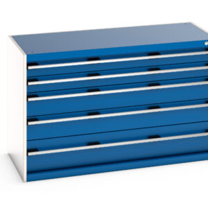 Cubio Drawer Storage Cabinet with 5 Drawers. WxDxH: 1300X650X800mm Ral 7035/5010 _SKU-40022107.11V