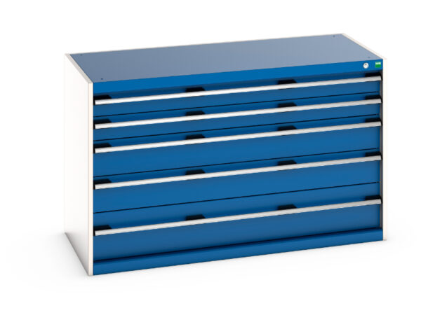 Cubio Drawer Storage Cabinet with 5 Drawers. WxDxH: 1300X650X800mm Ral 7035/5010 _SKU-40022107.11V