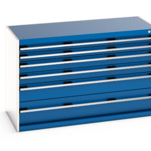 Cubio Drawer Storage Cabinet with 6 Drawers. WxDxH: 1300X650X800mm Ral 7035/5010 _SKU-40022109.11V