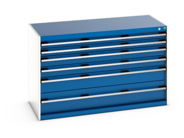 Cubio Drawer Storage Cabinet with 6 Drawers. WxDxH: 1300X650X800mm Ral 7035/5010 _SKU-40022109.11V