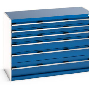 Cubio Drawer Storage Cabinet with 6 Drawers. WxDxH: 1300X650X900mm Ral 7035/5010 _SKU-40022115.11V