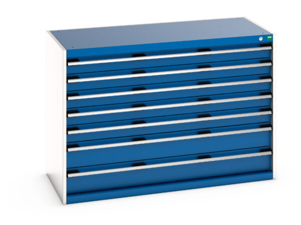 Cubio Drawer Storage Cabinet with 7 Drawers. WxDxH: 1300X650X900mm Ral 7035/5010 _SKU-40022117.11V
