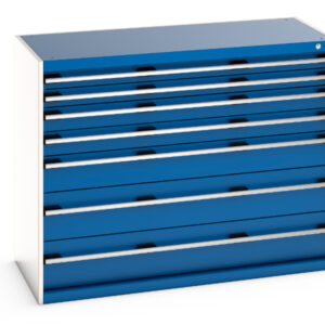 Cubio Drawer Storage Cabinet with 7 Drawers. WxDxH: 1300X650X1000mm Ral 7035/5010 _SKU-40022125.11V