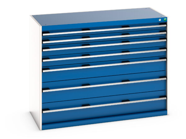 Cubio Drawer Storage Cabinet with 7 Drawers. WxDxH: 1300X650X1000mm Ral 7035/5010 _SKU-40022125.11V
