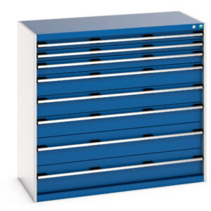 Bott Industrial Parts Drawers - Cubio Drawer Storage Cabinet with 8 Drawers. WxDxH: 1300X650X1200mm Ral 7035/5010 _SKU-40022129.11V