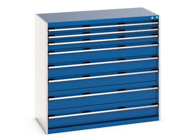 Bott Industrial Parts Drawers - Cubio Drawer Storage Cabinet with 8 Drawers. WxDxH: 1300X650X1200mm Ral 7035/5010 _SKU-40022129.11V