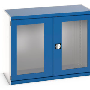 Blue Workplace And office Cupboard Storage - with Window Doors. WxDxH: 1300X650X1000mm Ral 7035/5010 _SKU-40022140.11V