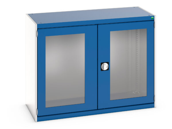 Blue Workplace And office Cupboard Storage - with Window Doors. WxDxH: 1300X650X1000mm Ral 7035/5010 _SKU-40022140.11V