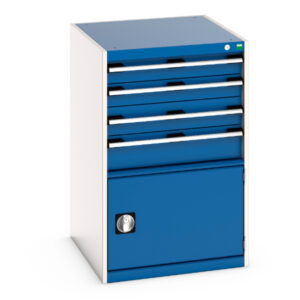 4 Drawer Industrial Cupboard Storage with Door - WxDxH: 650X750X1000mm Ral 7035/5010 _SKU-40027023.11V