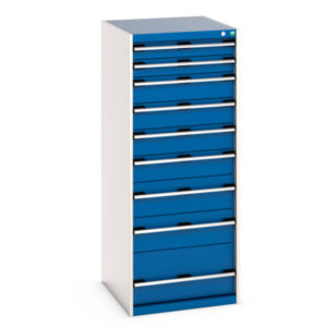 Cubio Drawer Storage Cabinet with 9 Drawers. WxDxH: 650X750X1600mm Ral 7035/5010 _SKU-40027045.11V