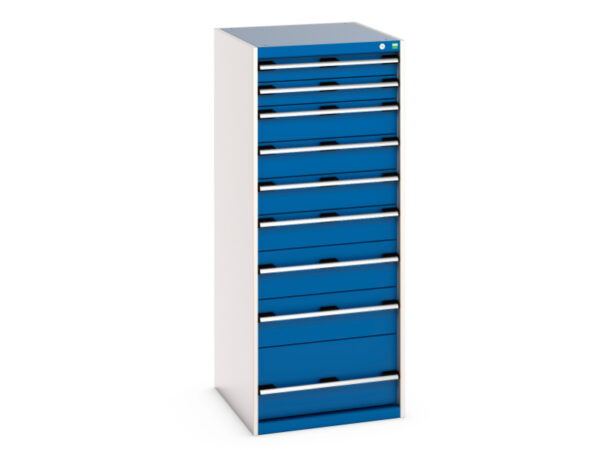 Cubio Drawer Storage Cabinet with 9 Drawers. WxDxH: 650X750X1600mm Ral 7035/5010 _SKU-40027045.11V