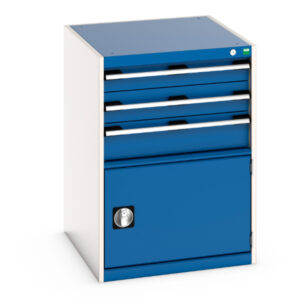 Industrial Set of Drawers - Cubio Drawer Storage Cabinet with 3 Drawers / Door. WxDxH: 650X750X900mm Ral 7035/5010 _SKU-40027104.11V
