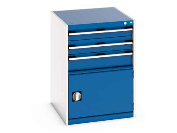 Industrial Set of Drawers - Cubio Drawer Storage Cabinet with 3 Drawers / Door. WxDxH: 650X750X900mm Ral 7035/5010 _SKU-40027104.11V