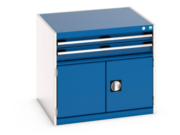 Cubio Drawer-Door Storage Cabinet with 2 Drawers / Door. WxDxH: 800X750X700mm Ral 7035/5010 _SKU-40028095.11V