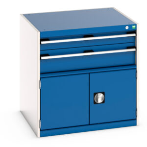 2 Drawer Industrial Storage Cabinet with Door - WxDxH: 800X750X800mm Ral 7035/5010 _SKU-40028097.11V