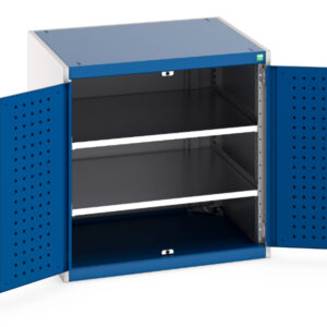 Cubio Cupboard Storage with Perfo Doors And 2 Shelves. WxDxH: 800X750X800mm Ral 7035/5010 _SKU-40028099.11V