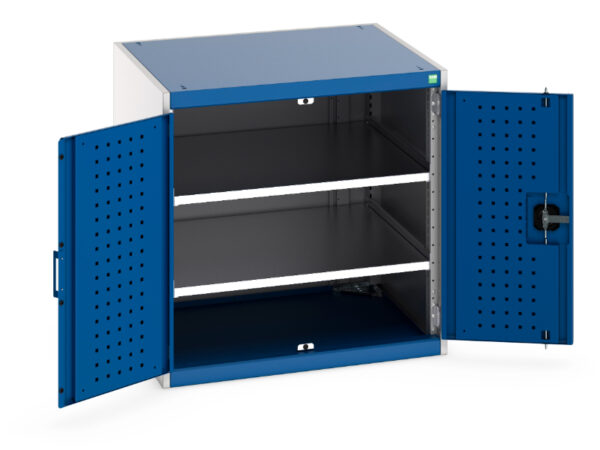 Cubio Cupboard Storage with Perfo Doors And 2 Shelves. WxDxH: 800X750X800mm Ral 7035/5010 _SKU-40028099.11V