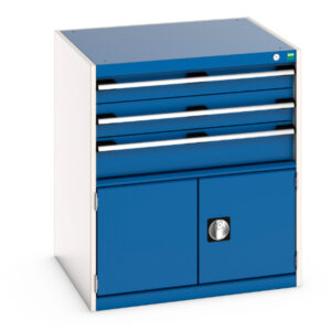 Bott Cubio Steel Drawer Storage Cabinet - Drawer-Door Storage Cabinet with 3 Drawers / Door. WxDxH: 800X750X900mm Ral 7035/5010 _SKU-40028104.11V