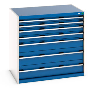 Cubio Drawer Storage Cabinet with 7 Drawers. WxDxH: 1050X750X1000mm Ral 7035/5010 _SKU-40029021.11V