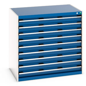 Cubio Drawer Storage Cabinet with 9 Drawers. WxDxH: 1050X750X1000mm Ral 7035/5010 _SKU-40029027.11V