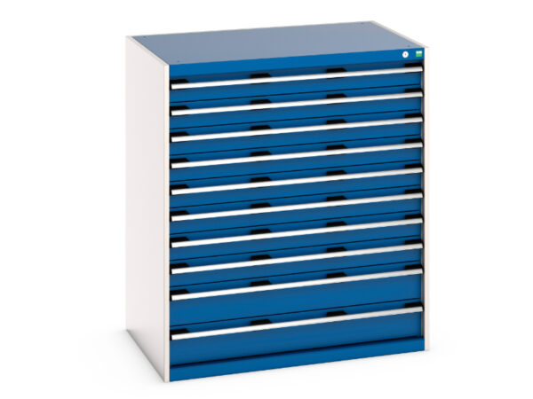 Cubio Drawer Storage Cabinet with 10 Drawers. WxDxH: 1050X750X1200mm Ral 7035/5010 _SKU-40029033.11V