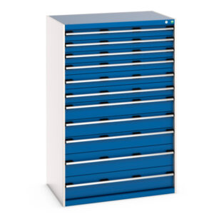 Workshop Cupboard Storage with Drawers - Cubio Drawer Storage Cabinet with 11 Drawers. WxDxH: 1050X750X1600mm Ral 7035/5010 _SKU-40029037.11V