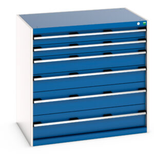 Cubio Drawer Storage Cabinet with 6 Drawers. WxDxH: 1050X750X1000mm Ral 7035/5010 _SKU-40029107.11V