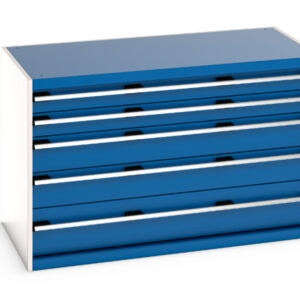 Cubio Drawer Storage Cabinet with 5 Drawers. WxDxH: 1300X750X800mm Ral 7035/5010 _SKU-40030007.11V