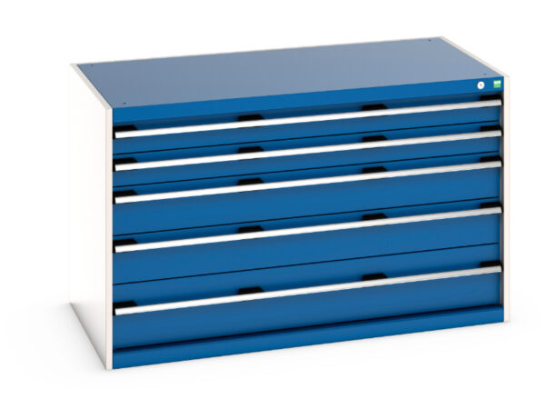 Cubio Drawer Storage Cabinet with 5 Drawers. WxDxH: 1300X750X800mm Ral 7035/5010 _SKU-40030007.11V