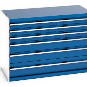 Cubio Drawer Storage Cabinet with 6 Drawers. WxDxH: 1300X750X900mm Ral 7035/5010 _SKU-40030085.11V