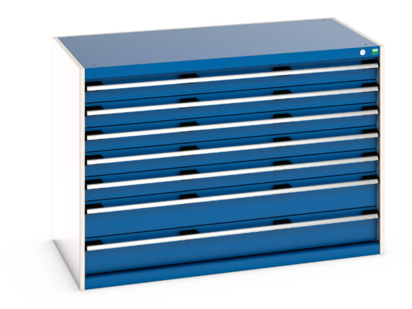 7 Drawers Steel Heavy Duty Storage Cabinet - Cubio Drawer Storage Cabinet with 7 Drawers. WxDxH: 1300X750X900mm Ral 7035/5010 _SKU-40030087.11V