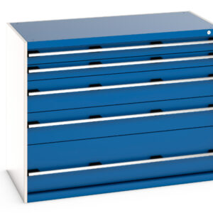 Cubio Drawer Storage Cabinet with 5 Drawers. WxDxH: 1300X750X1000mm Ral 7035/5010 _SKU-40030091.11V