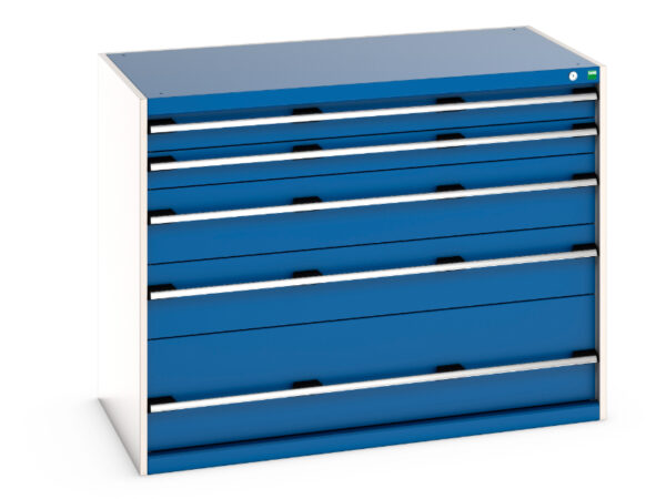 Cubio Drawer Storage Cabinet with 5 Drawers. WxDxH: 1300X750X1000mm Ral 7035/5010 _SKU-40030091.11V