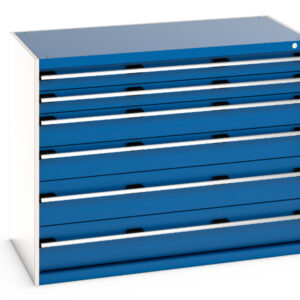 Cubio Drawer Storage Cabinet with 6 Drawers. WxDxH: 1300X750X1000mm Ral 7035/5010 _SKU-40030093.11V