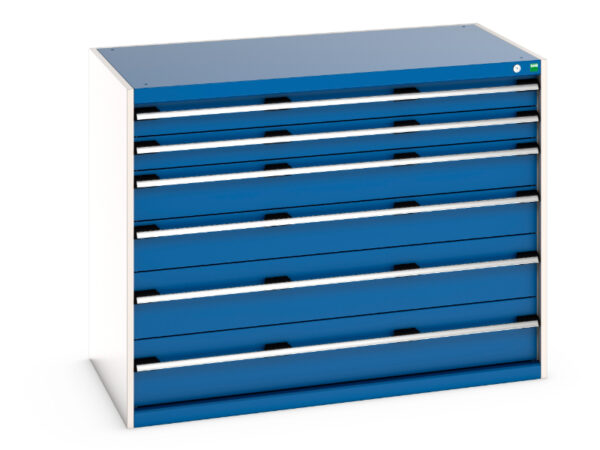Cubio Drawer Storage Cabinet with 6 Drawers. WxDxH: 1300X750X1000mm Ral 7035/5010 _SKU-40030093.11V