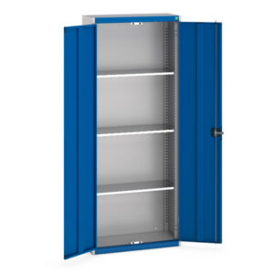 Cubio Cupboard Storage with 3 Shelves. WxDxH: 800X325X2000mm Ral 7035/5010 _SKU-40031012.11V