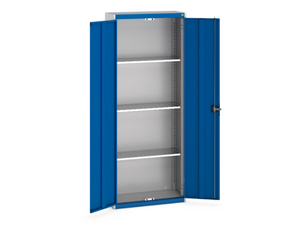 Cubio Cupboard Storage with 3 Shelves. WxDxH: 800X325X2000mm Ral 7035/5010 _SKU-40031012.11V