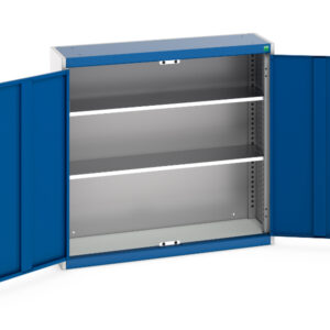 Metal Workshop Storage Cupboard Storages - Cubio Cupboard Storage with 2 Shelves. WxDxH: 1050X325X1000mm Ral 7035/5010 _SKU-40031015.11V
