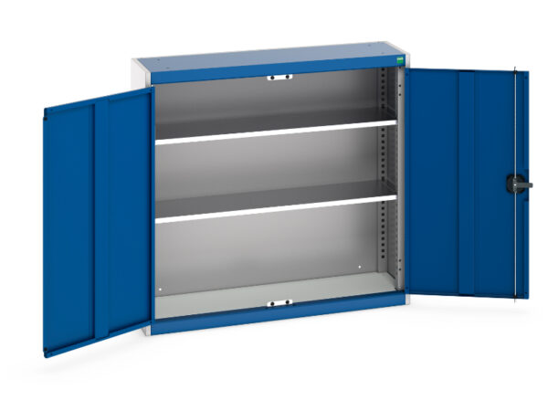 Metal Workshop Storage Cupboard Storages - Cubio Cupboard Storage with 2 Shelves. WxDxH: 1050X325X1000mm Ral 7035/5010 _SKU-40031015.11V
