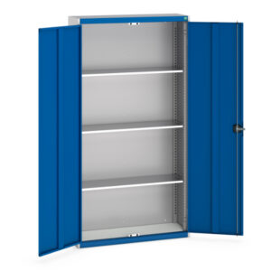 Cubio Cupboard Storage with 3 Shelves. WxDxH: 1050X325X2000mm Ral 7035/5010 _SKU-40031018.11V