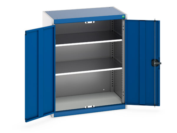 Workshop Metal Storage Cupboard Storages - Cubio Cupboard Storage with 2 Shelves. WxDxH: 800X525X1000mm Ral 7035/5010 _SKU-40031021.11V