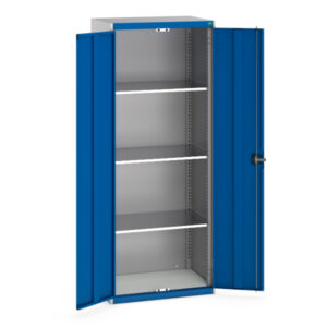 Cubio Cupboard Storage with 3 Shelves. WxDxH: 800X525X2000mm Ral 7035/5010 _SKU-40031024.11V