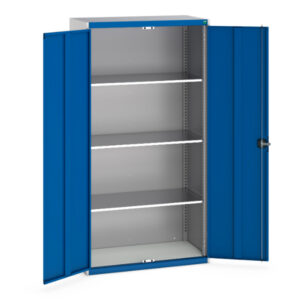 Cubio Cupboard Storage with 3 Shelves. WxDxH: 1050X525X2000mm Ral 7035/5010 _SKU-40031030.11V