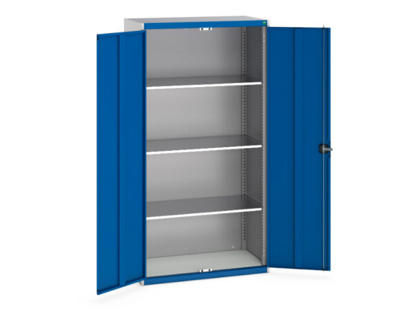 Cubio Cupboard Storage with 3 Shelves. WxDxH: 1050X525X2000mm Ral 7035/5010 _SKU-40031030.11V